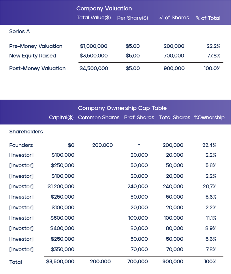 Capitalization Table Sample | Cabinets Matttroy